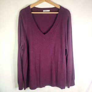 Reitmans Aubergine Purple V-Neck Sweater
